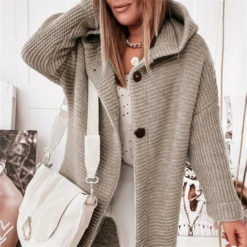 Hooded Longline Knit Cardigan