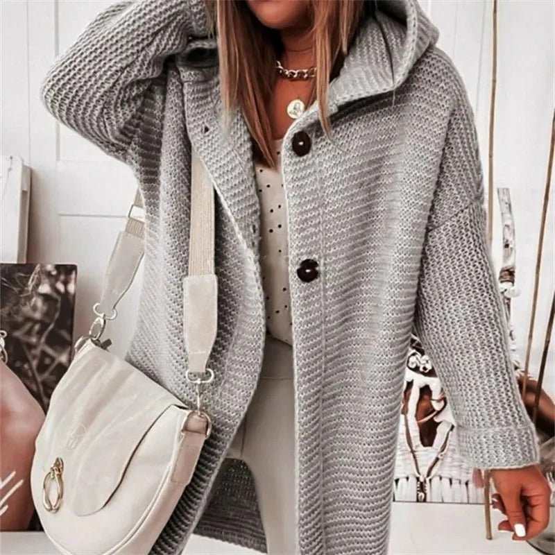 Hooded Longline Knit Cardigan