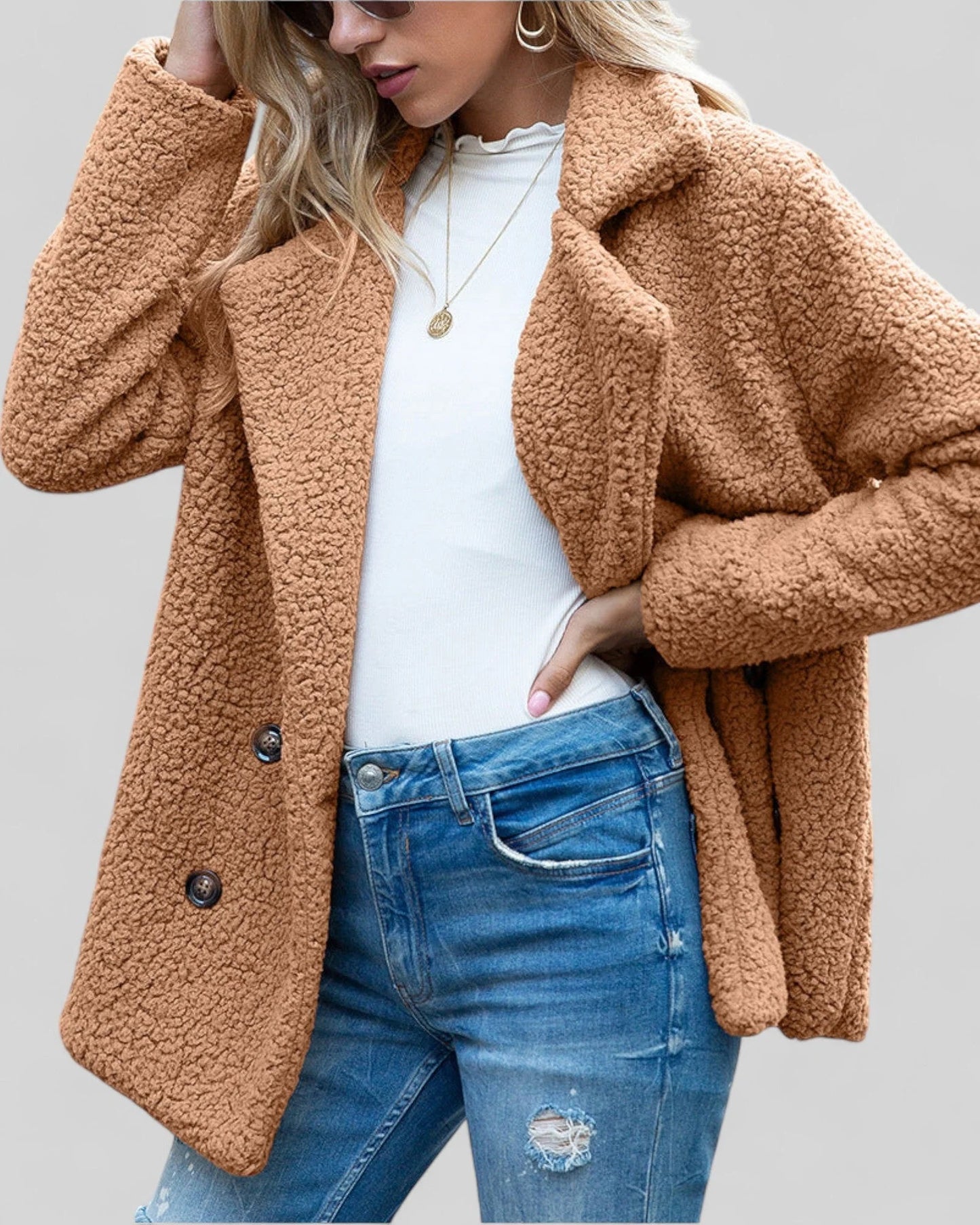Button Front Fleece Coat