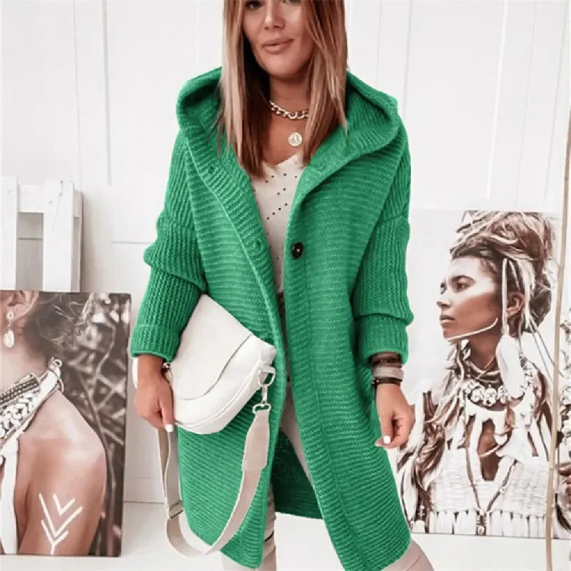 Hooded Longline Knit Cardigan