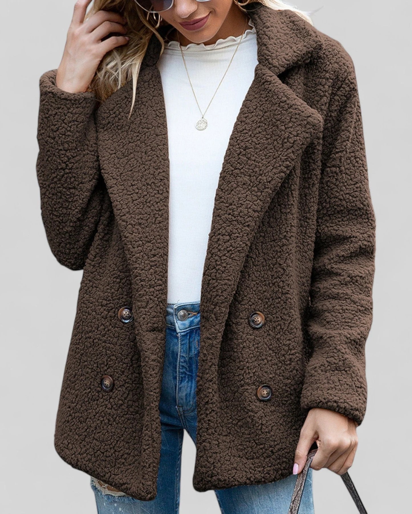 Button Front Fleece Coat