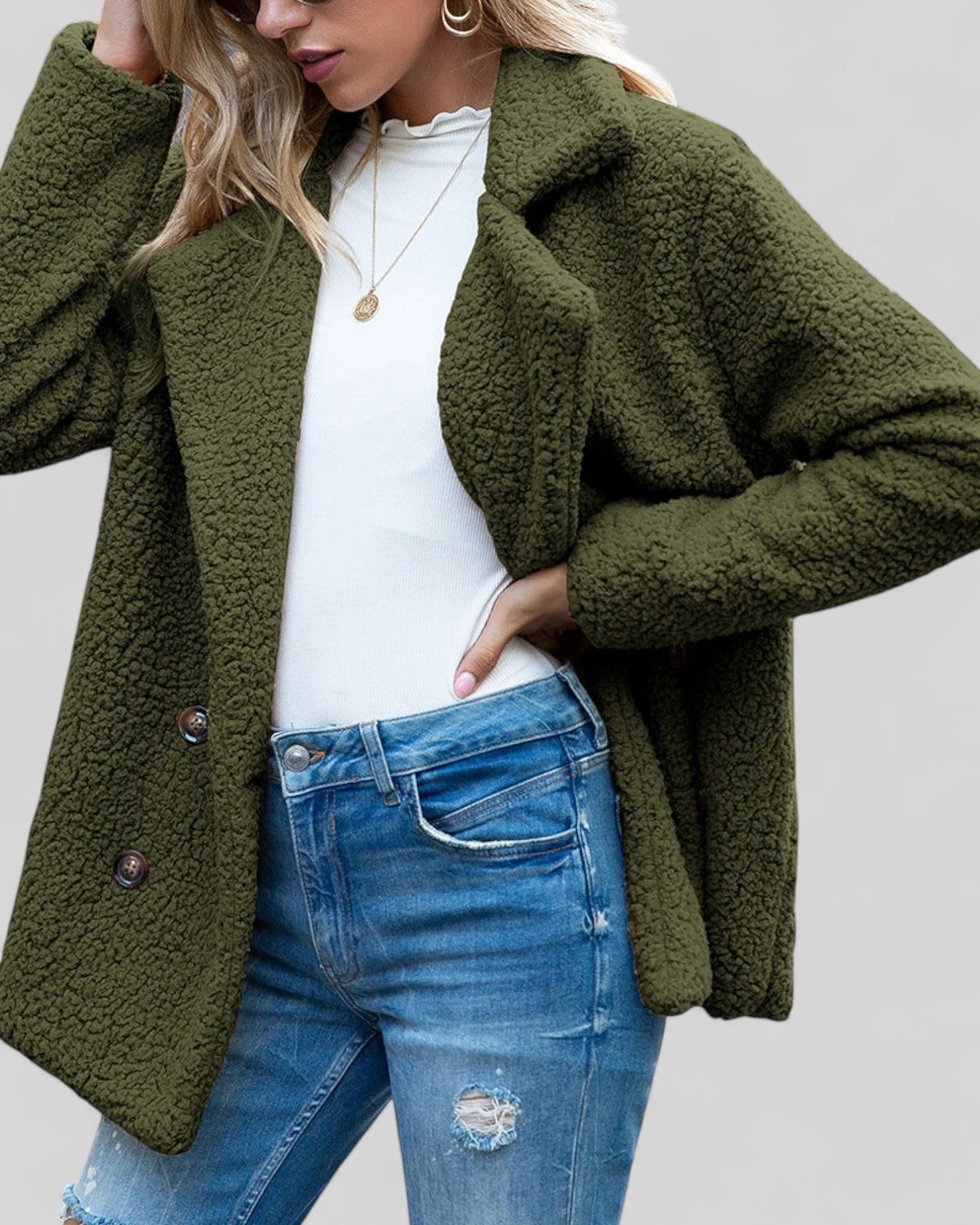 Button Front Fleece Coat