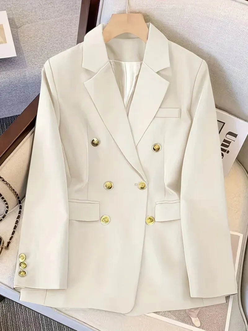 Double-Breasted Blazer with Gold Buttons