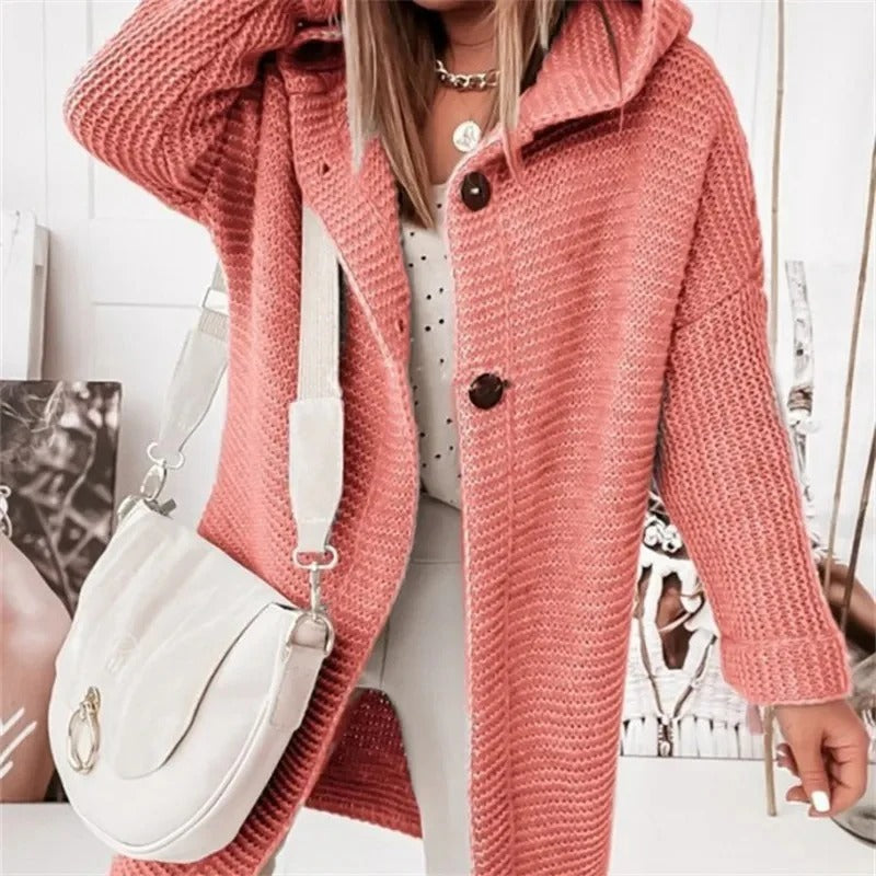 Hooded Longline Knit Cardigan