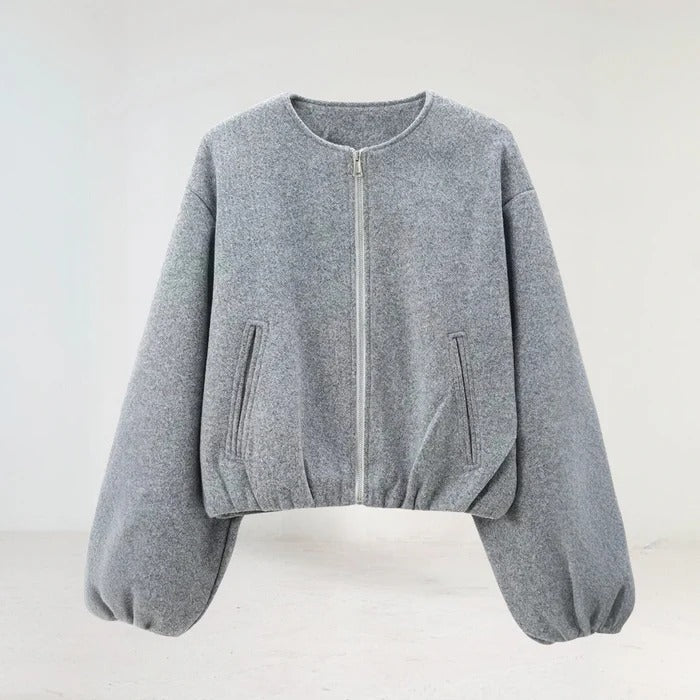 Cropped Balloon-Sleeve Jacket