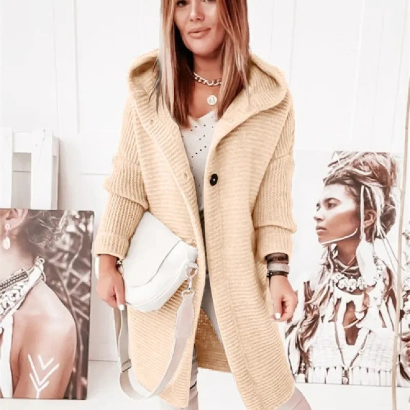 Hooded Longline Knit Cardigan