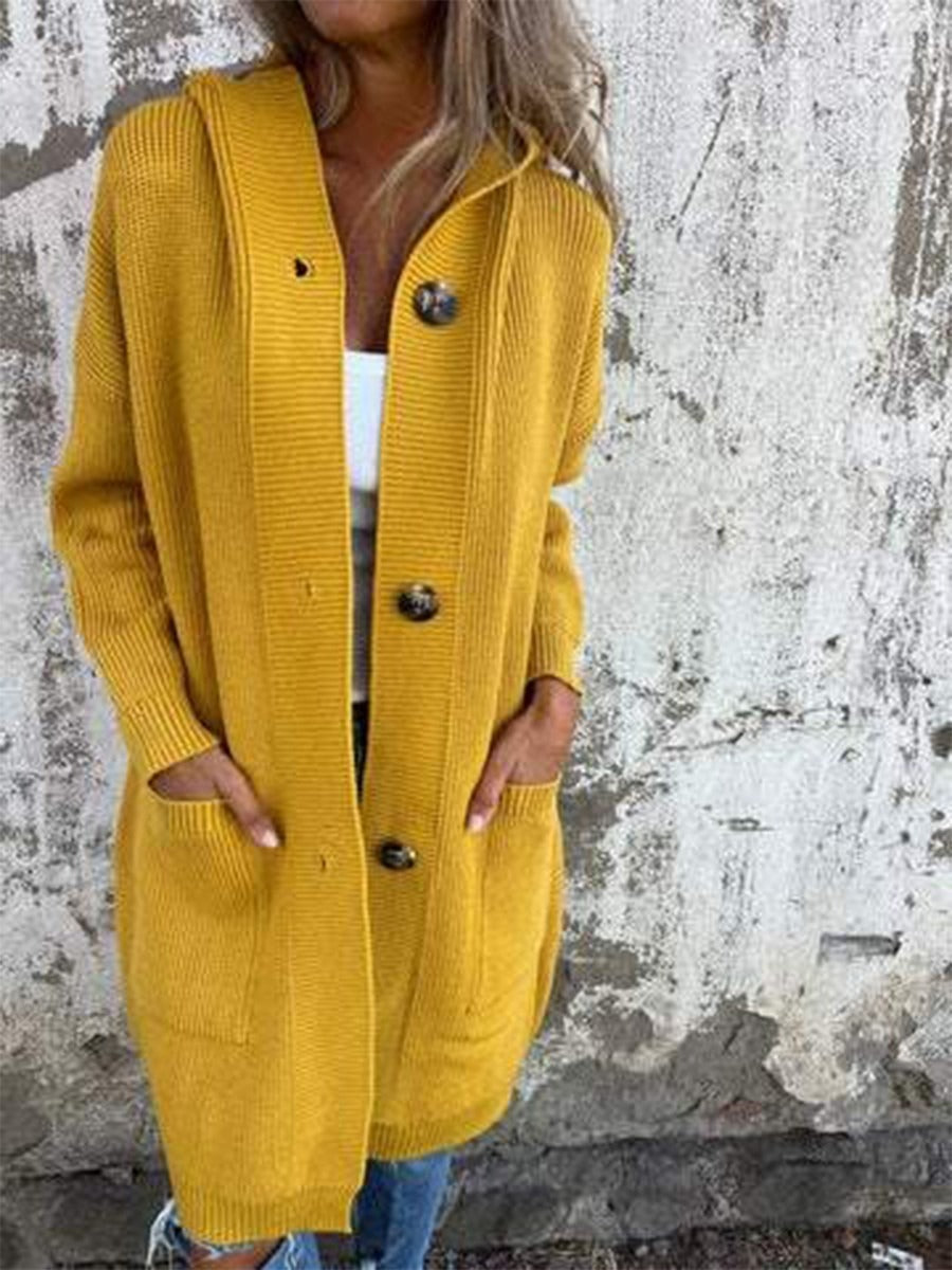 Fall Long Knit Button Cardigan