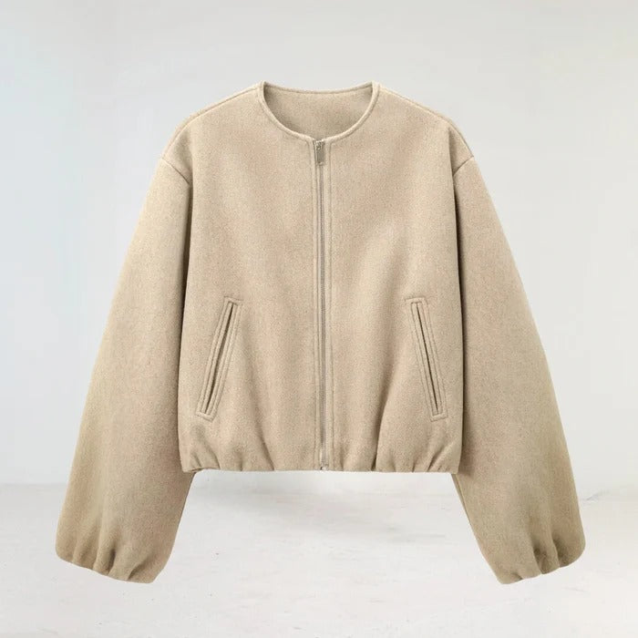 Cropped Balloon-Sleeve Jacket