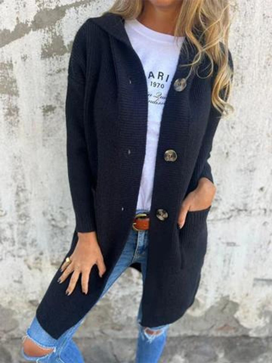 Fall Long Knit Button Cardigan