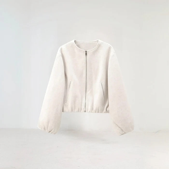 Cropped Balloon-Sleeve Jacket