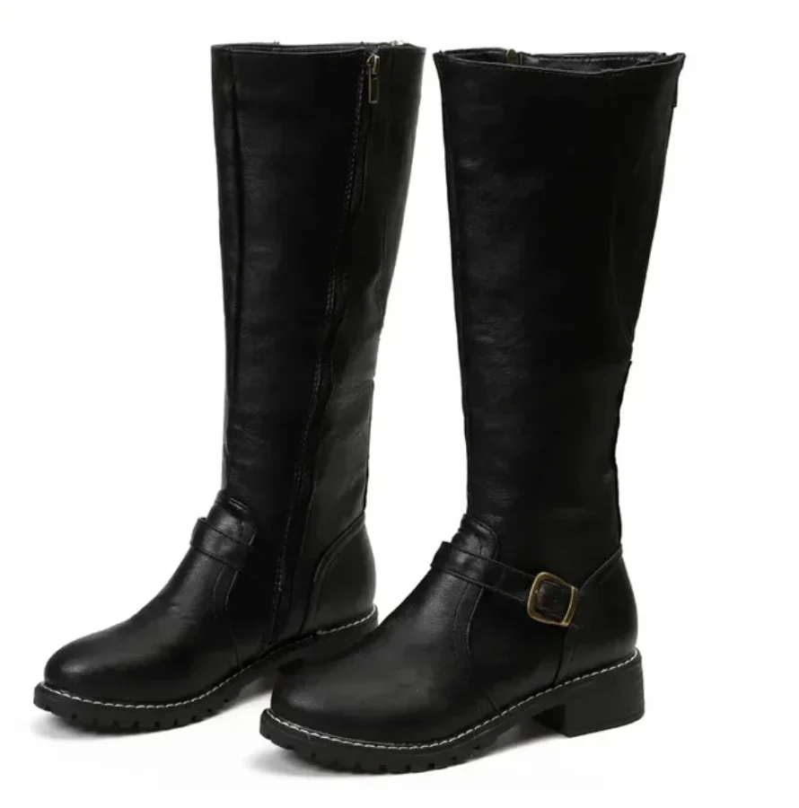 Fall Buckled Knee-High Boots
