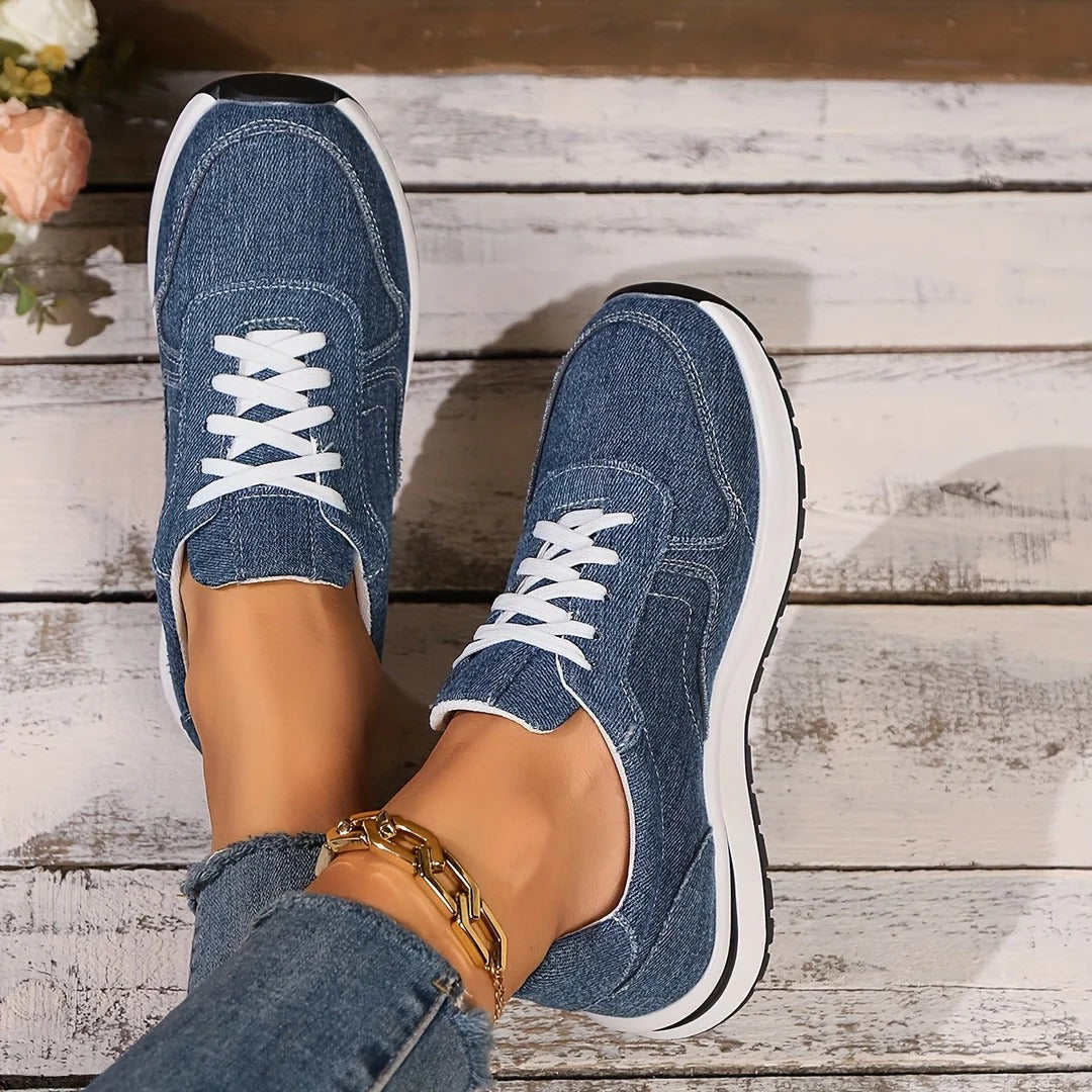 Denim Lace-Up Sneakers