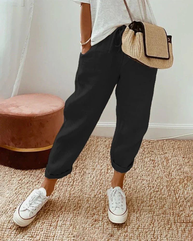 Relaxed Drawstring Tapered Pants