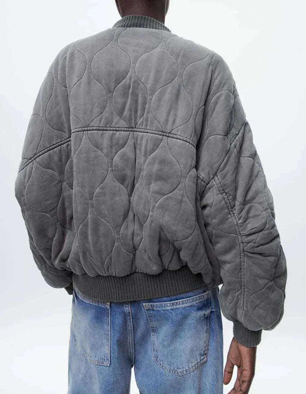 Fall Wave-Stitch Quilted Bomber
