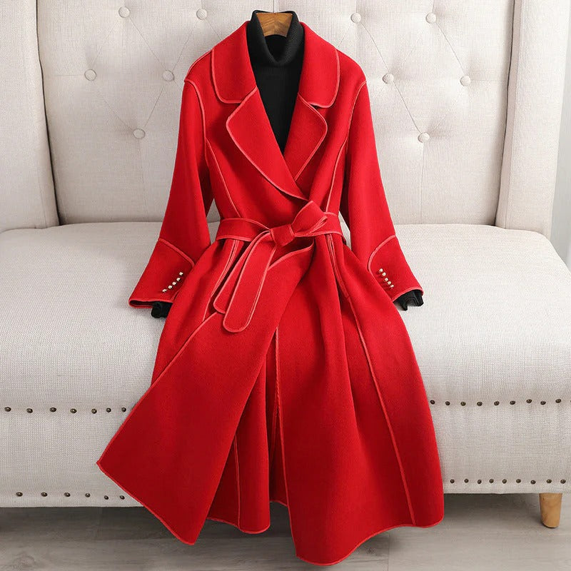 Fall Long Wool Belted Coat