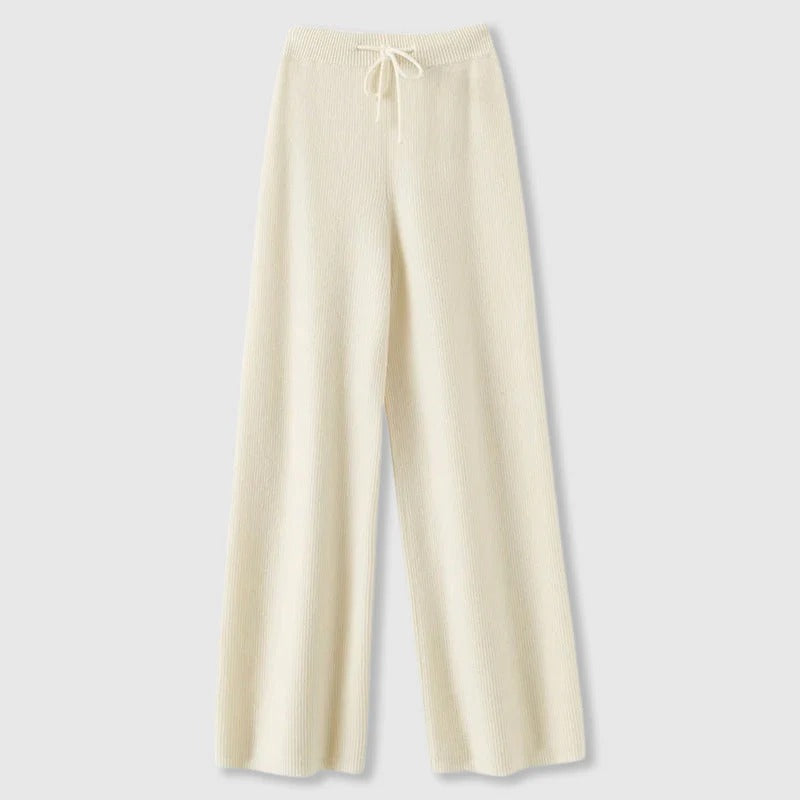 Drawstring Wide-Leg Knit Pants