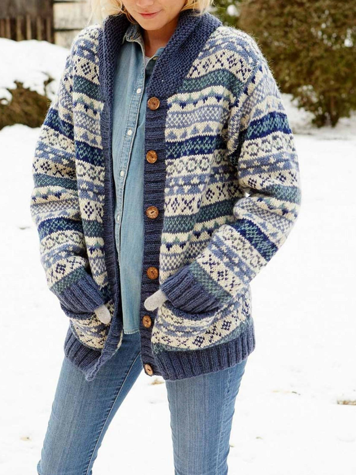Fair Isle Button Cardigan