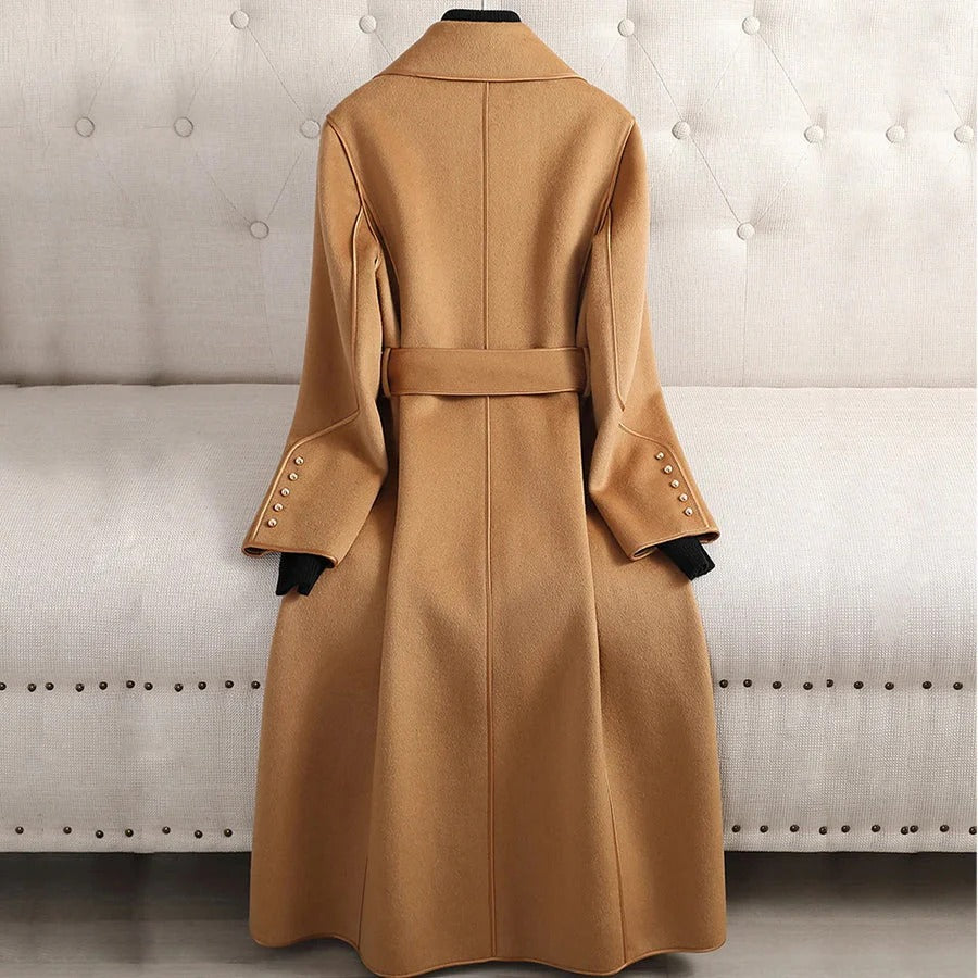 Fall Long Wool Belted Coat