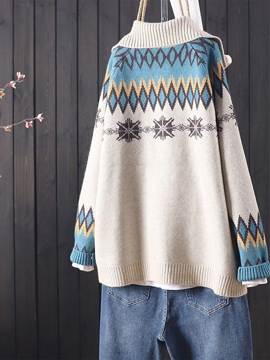Patterned Button Cardigan