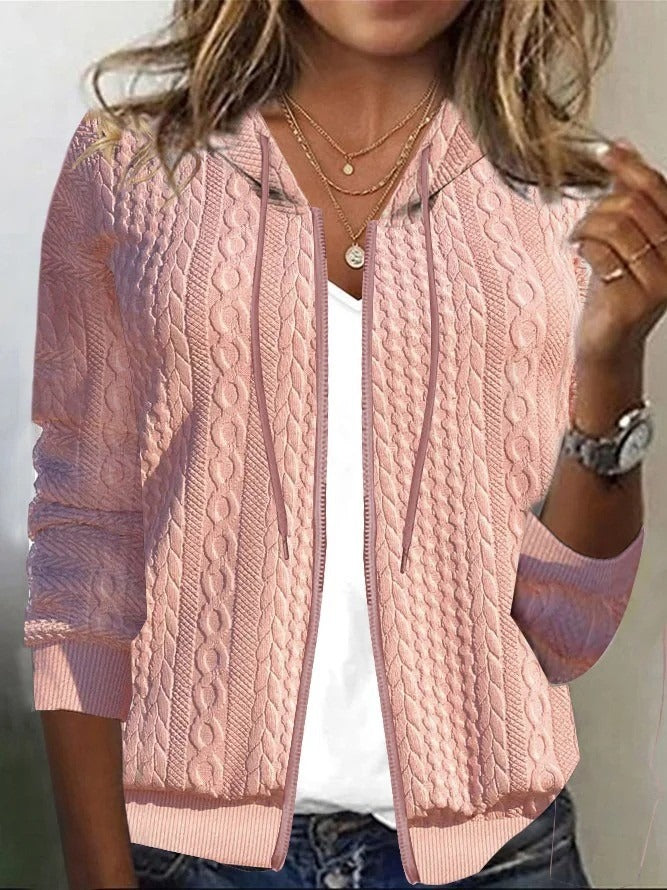 Cable Knit Zip-Up Jacket
