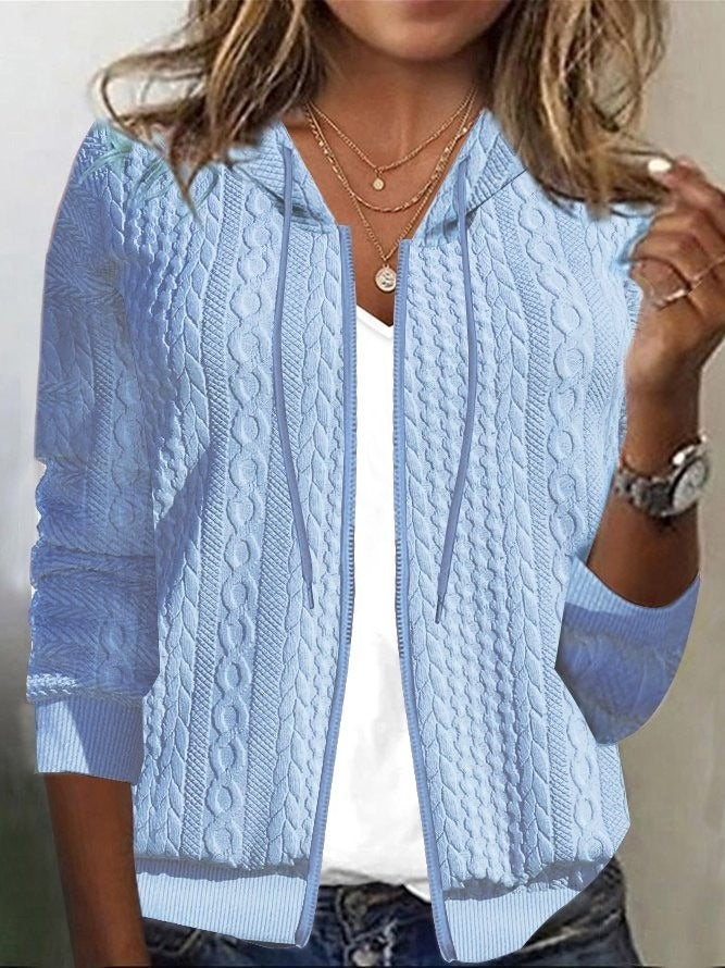 Cable Knit Zip-Up Jacket