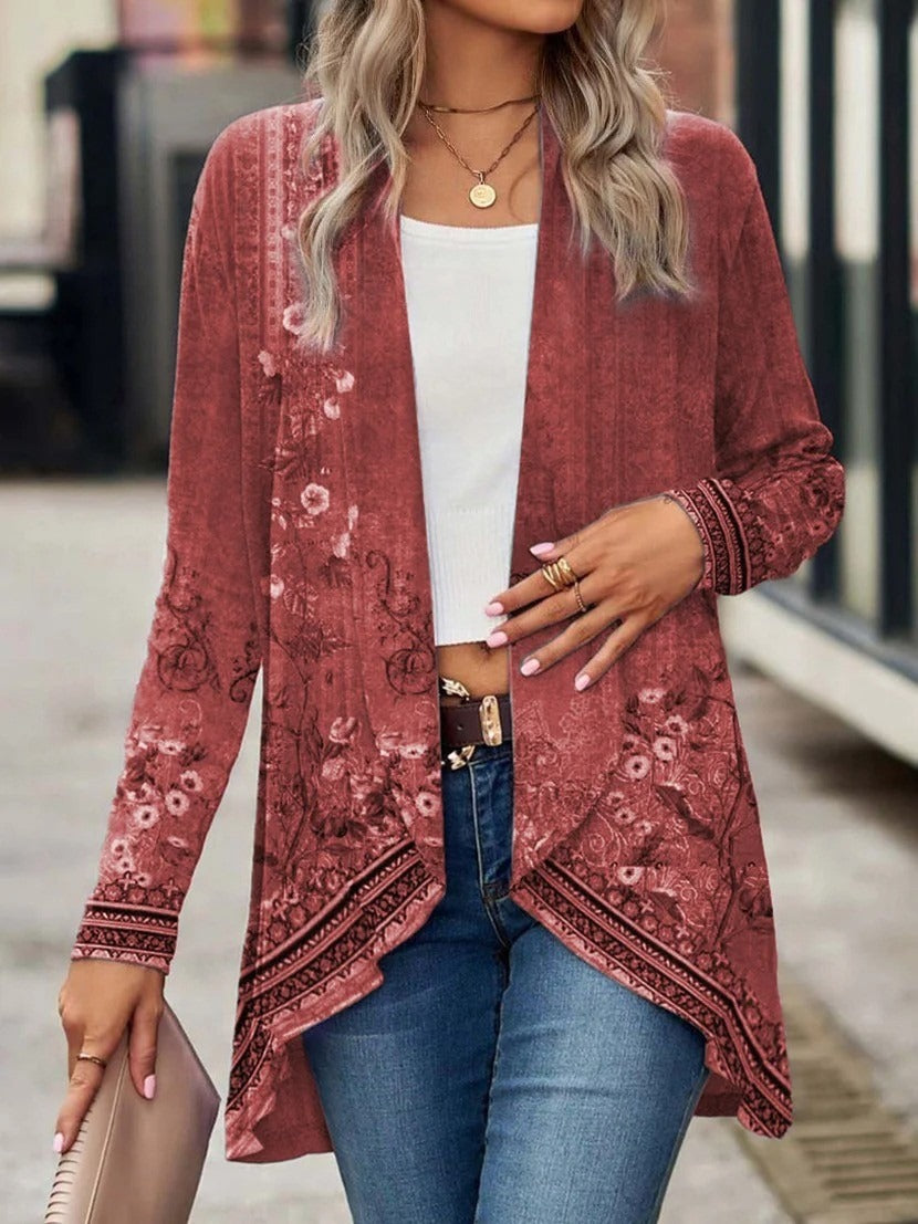 Floral Open Front Cardigan