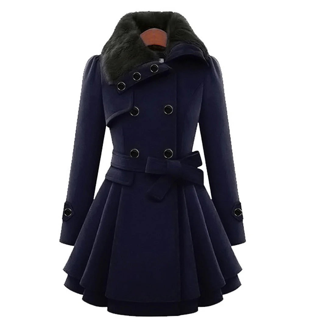Double-Breasted Fit-and-Flare Coat