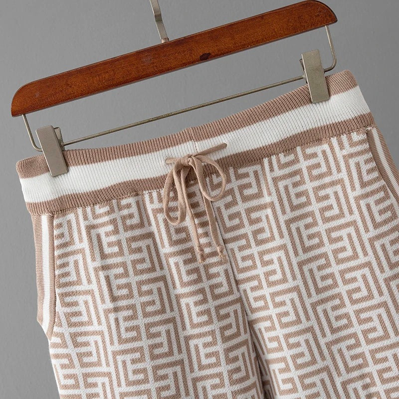 Geometric Knit Hoodie and Pants Set