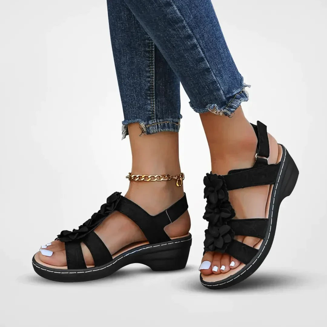 Boho Sandals - Open Toe, Hook-and-Loop Closure, Comfortable Fit