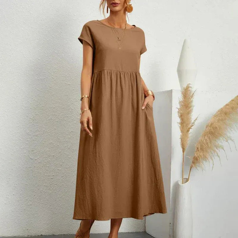 Cap Sleeve A-Line Midi Dress