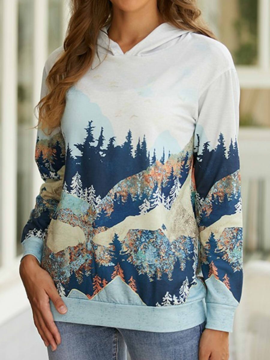 Fall Scenic Print Hoodie