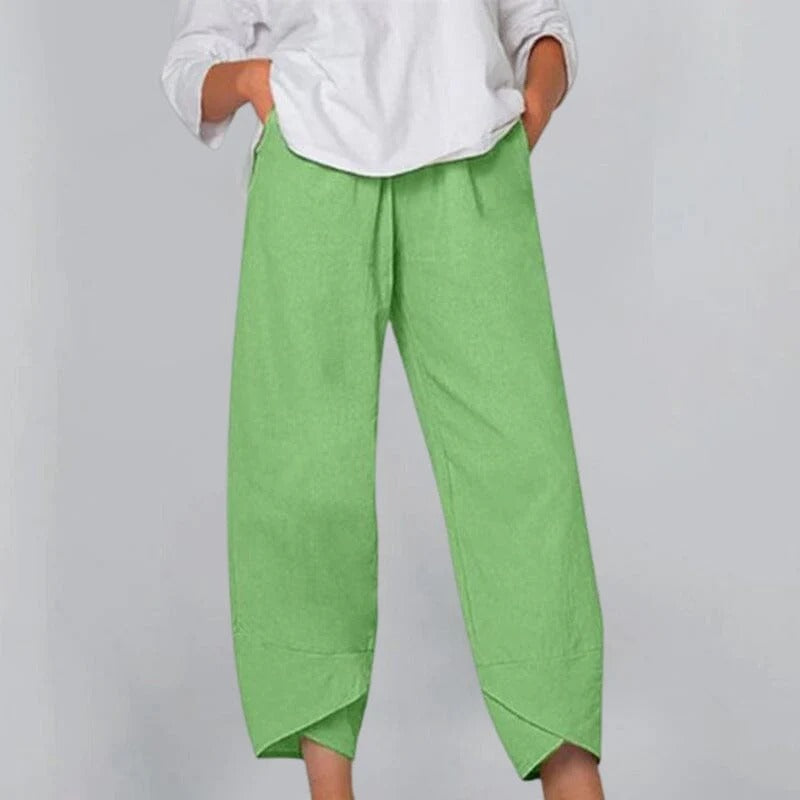 Cropped Overlap Hem Pants