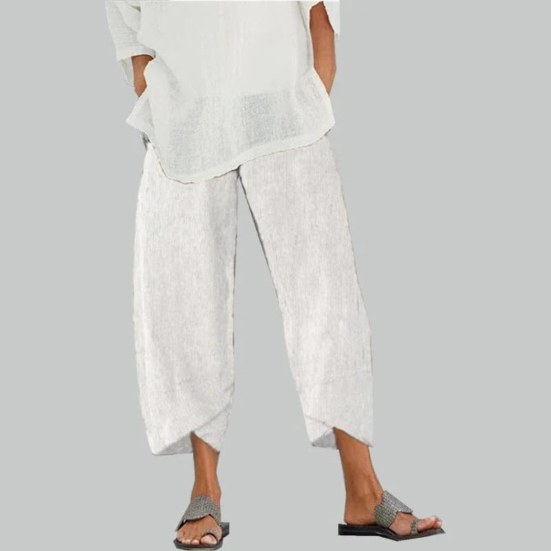 Cropped Overlap Hem Pants