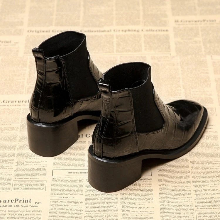 Fall Croc-Embossed Chelsea Boots