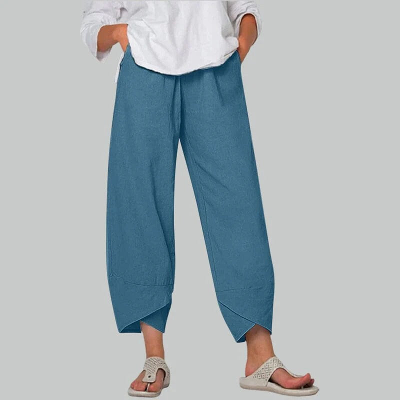 Cropped Overlap Hem Pants