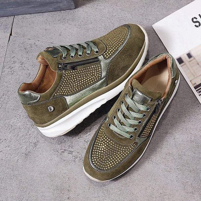 Zip Detail Studded Sneakers