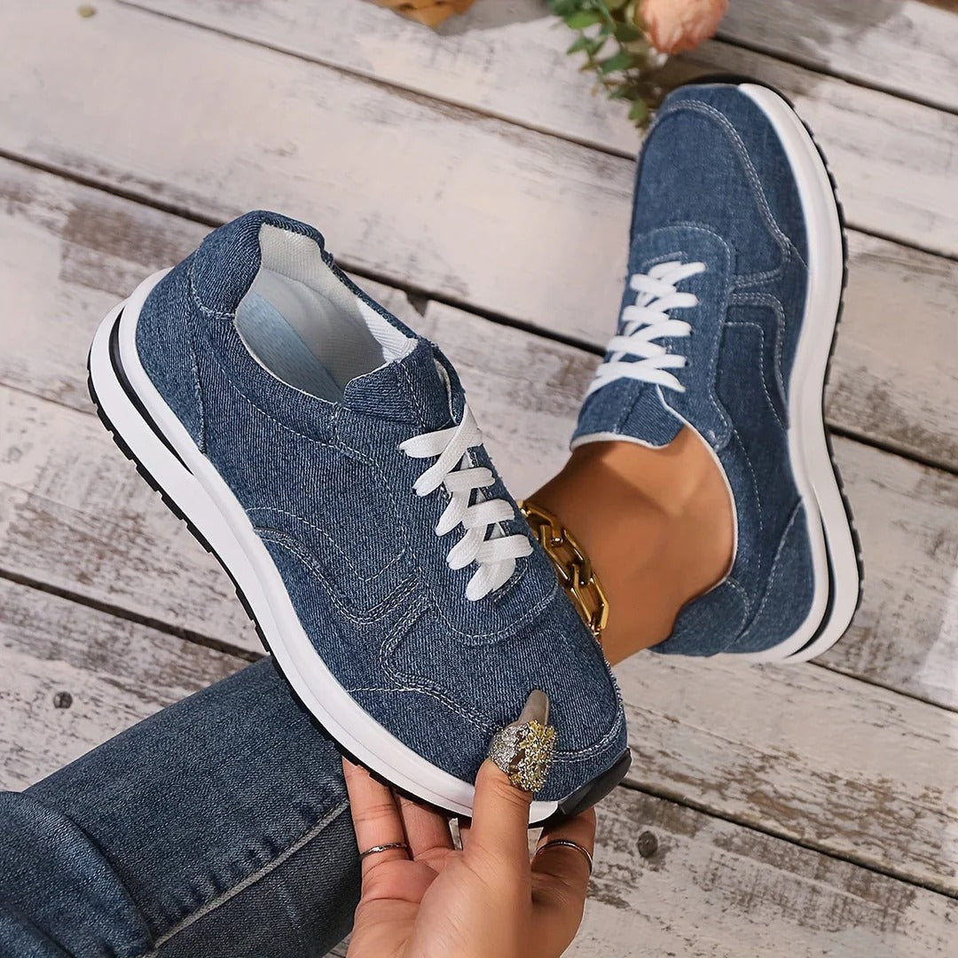 Denim Lace-Up Sneakers