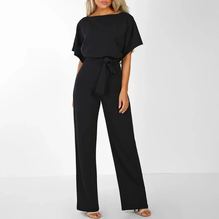 Wide-Leg Belted Jumpsuit