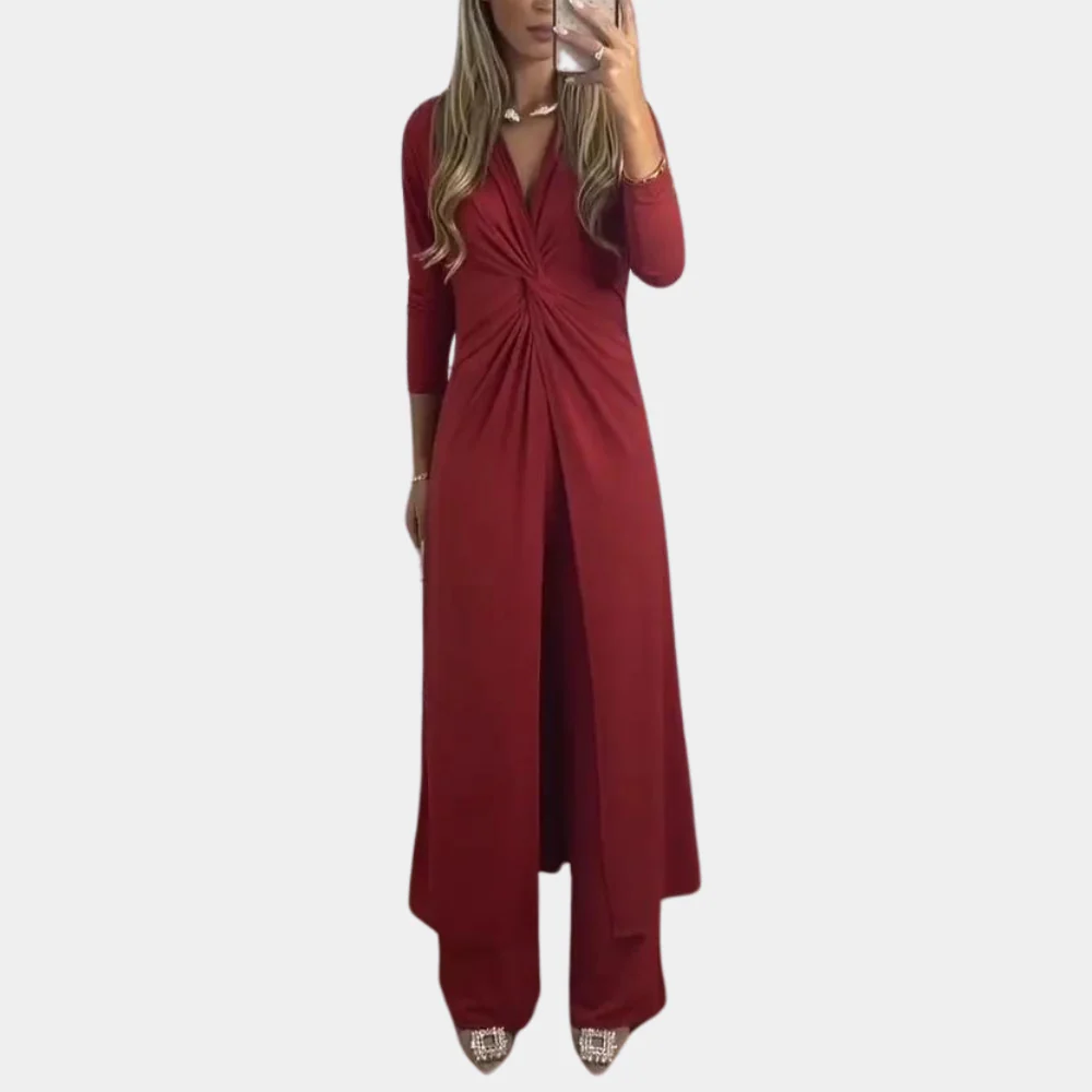 Twist Drape Top & Wide-Leg Set