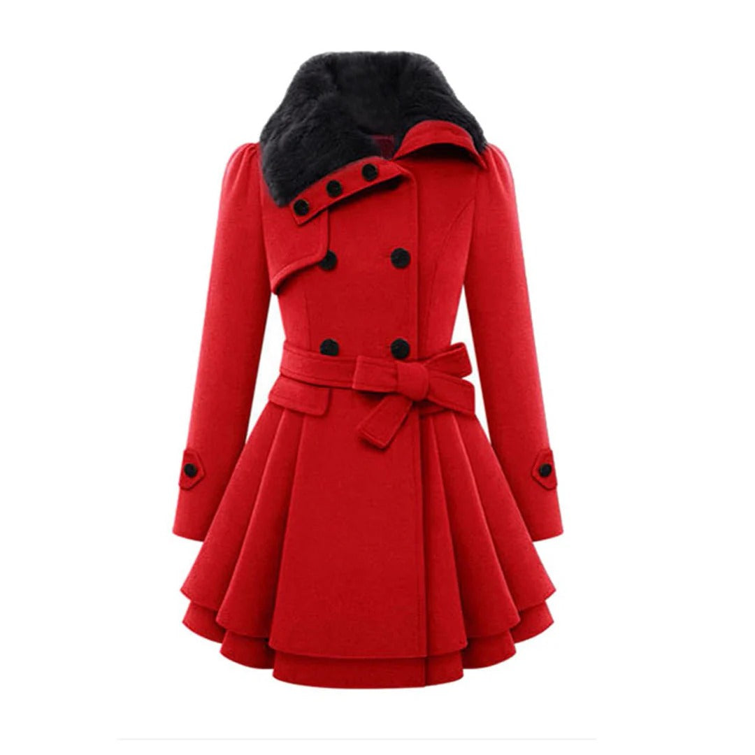 Double-Breasted Fit-and-Flare Coat
