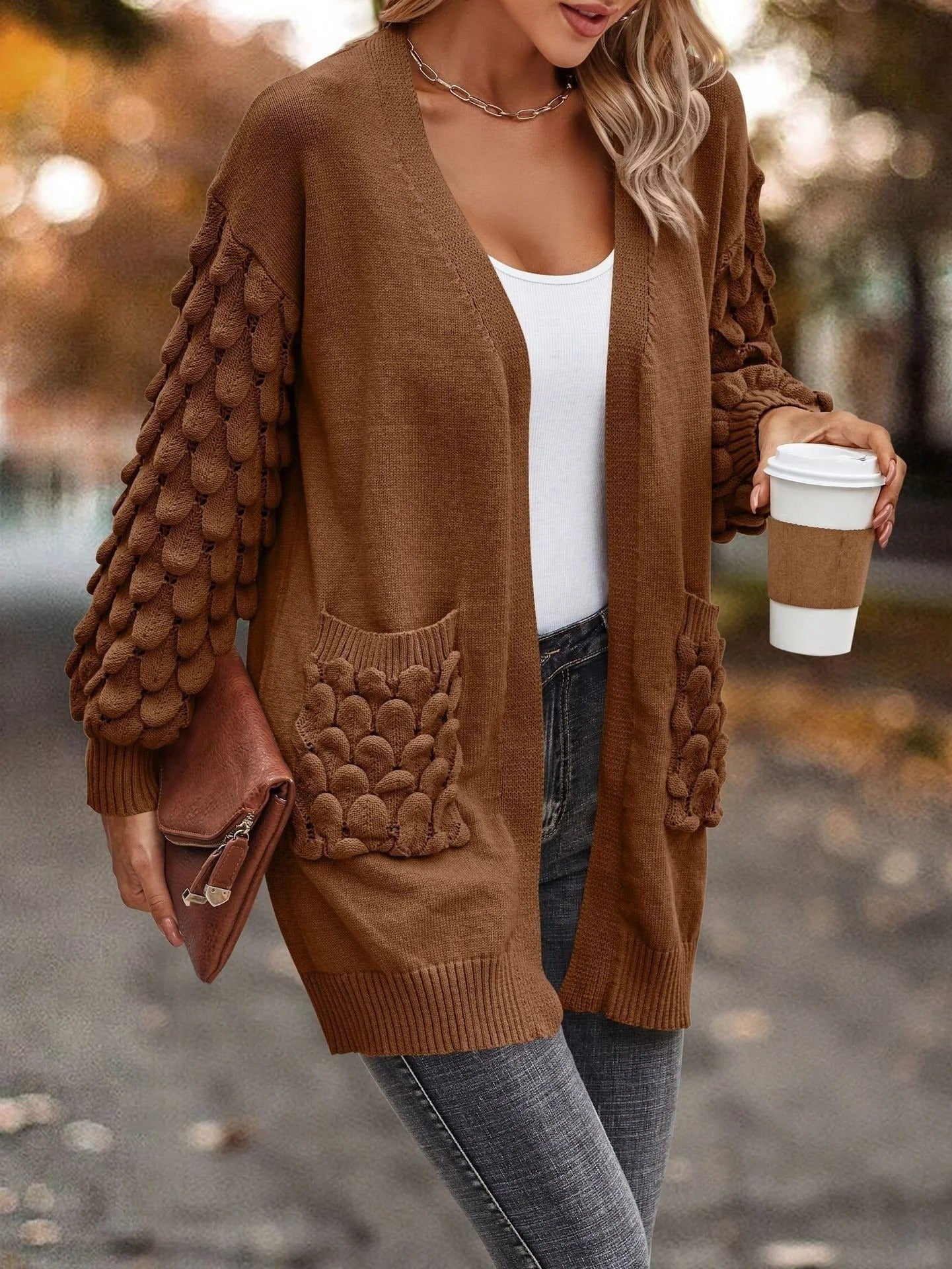 Textured Pocket Knit Cardigan