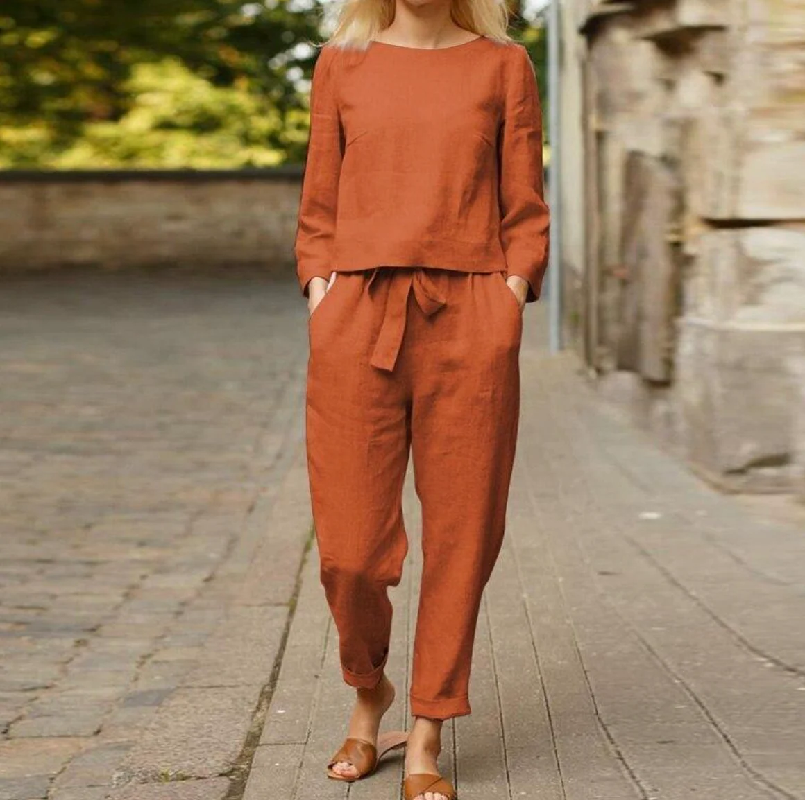 Tie-Waist Linen Set