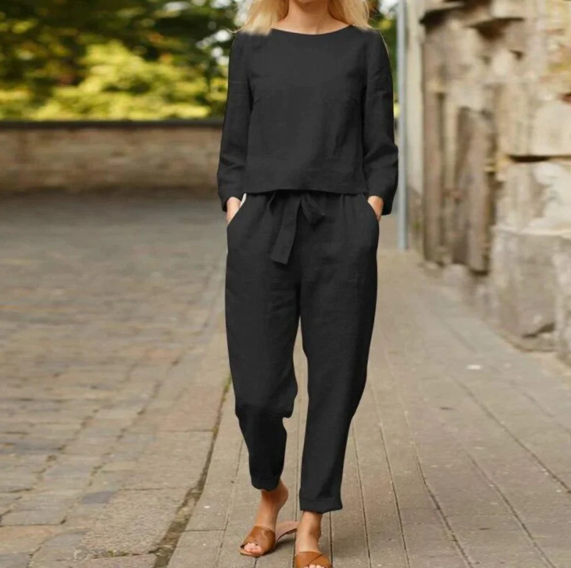 Tie-Waist Linen Set