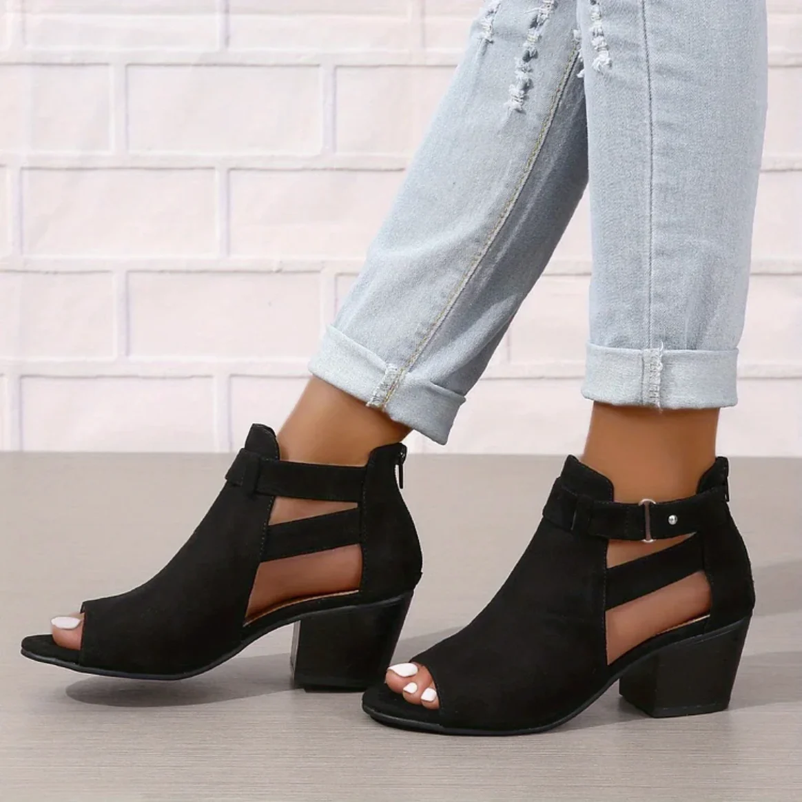 Strata Cutout Block Sandals