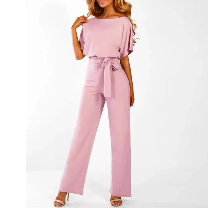 Wide-Leg Belted Jumpsuit