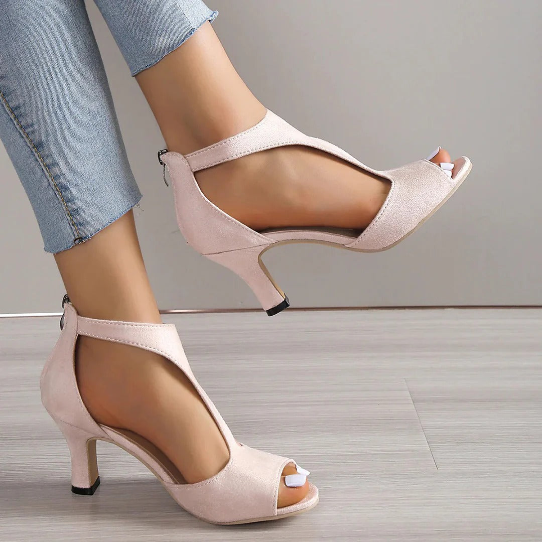 Cut-Out Peep-Toe Heeled Sandals
