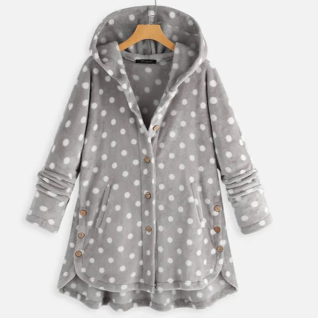 Textured Button-Up Hooded Coat