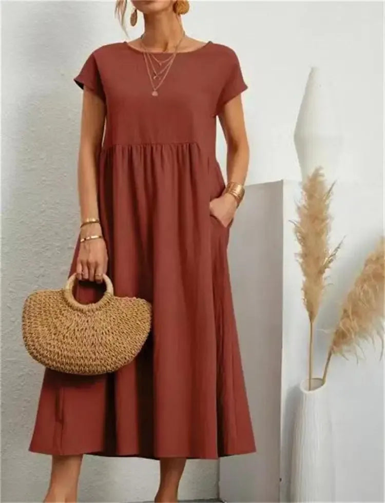 Cap Sleeve A-Line Midi Dress