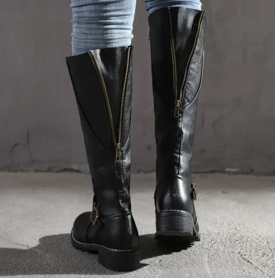 Knee High Buckle Boots For Fall Wear