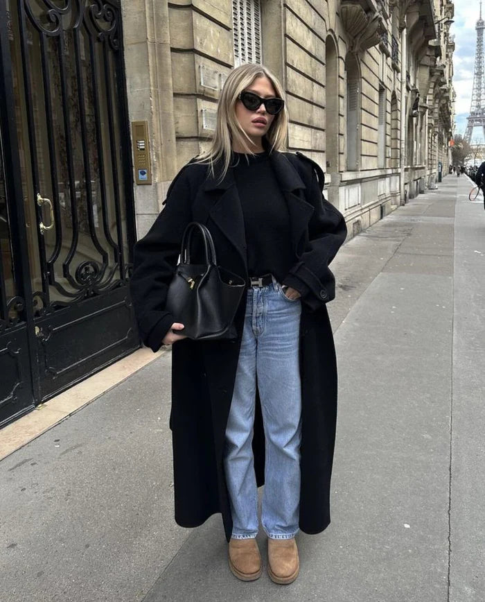 Long Double-Breasted Trench Coat